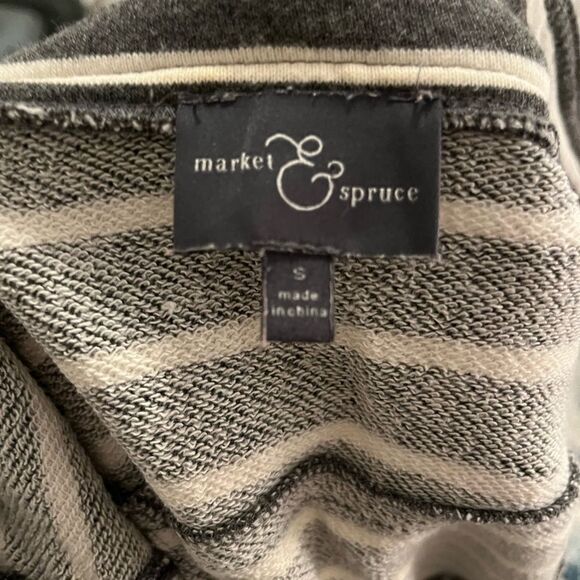 Market & Spruce Asymmetrical Motorcycle Jacket Gray & White Stripe Size Small - Picture 4 of 5